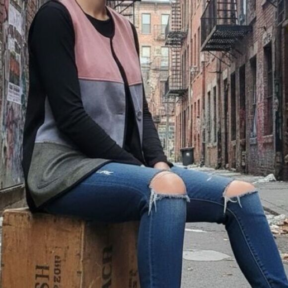 Grenier Collection Soft Colorblock Grunge Oversized Vest size Large - Picture 1 of 9